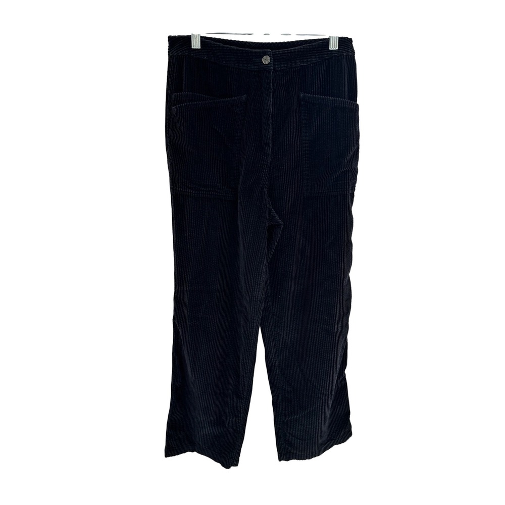 J. Jill Women‎ 8 Wide Wale Corduroy Pants Black Straight Leg Cotton Baggy